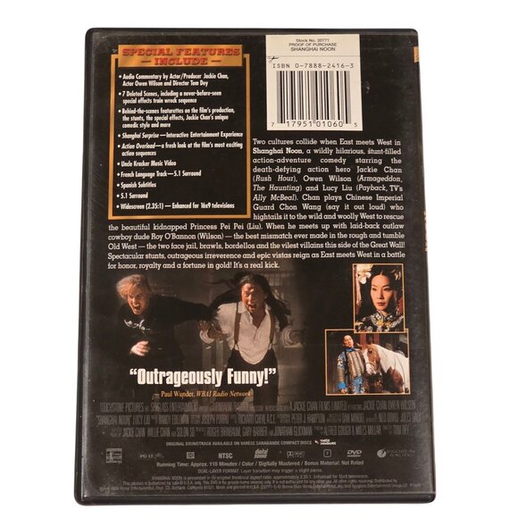 Shanghai Noon DVD Movie Jackie Chan Owen Wilson Lucy Liu Comedy Western Action - Picture 2 of 8